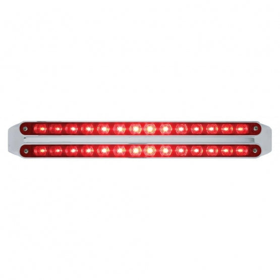 Dual 14 LED 12" Light Bars (Stop, Turn &amp; Tail) - Red LED/Red Lens