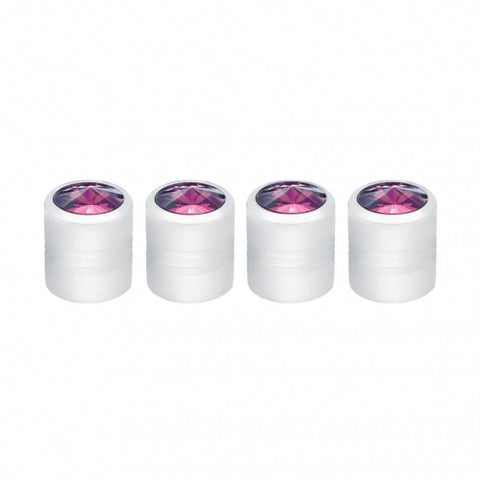 Chrome Round Valve Caps With Purple Crystal (4-Pack)
