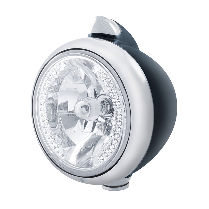 Black Guide 682-C Headlight H4 With White LED &amp; Original Style LED Signal - Clear Lens