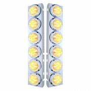 SS Front Air Cleaner Bracket With 12X 9 LED 2" Beehive Lights & Bezels For Peterbilt-Amber LED/Clear Lens