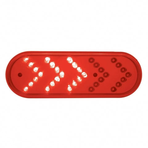 35 LED 6" Oval Sequential Turn Signal Light - Red LED/Red Lens