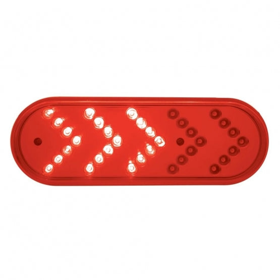 35 LED 6" Oval Sequential Turn Signal Light - Red LED/Red Lens