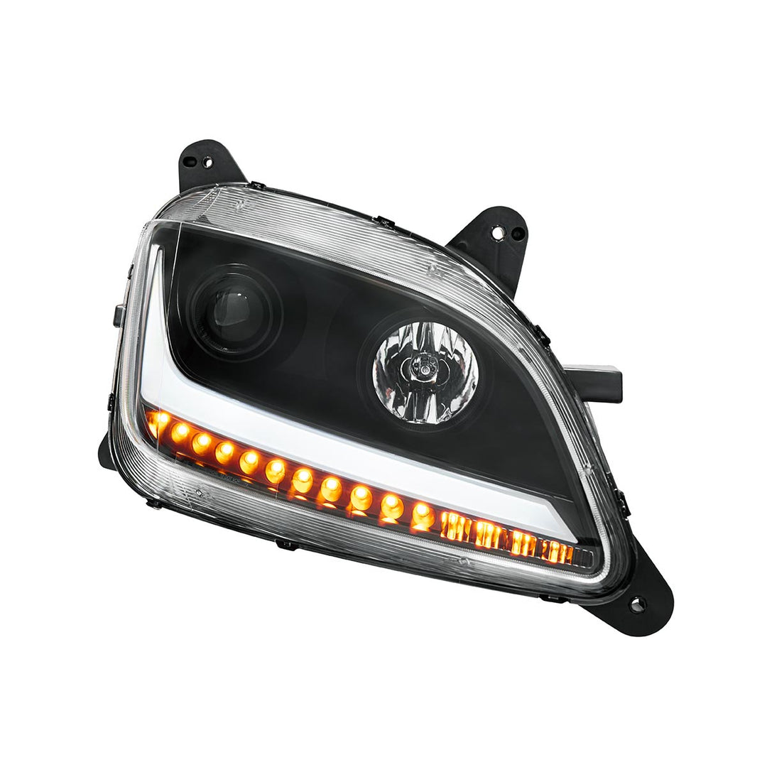 Black Projection Headlight With LED Position &amp; Sequential Signal For 2012-2021 Peterbilt 579- Passenger