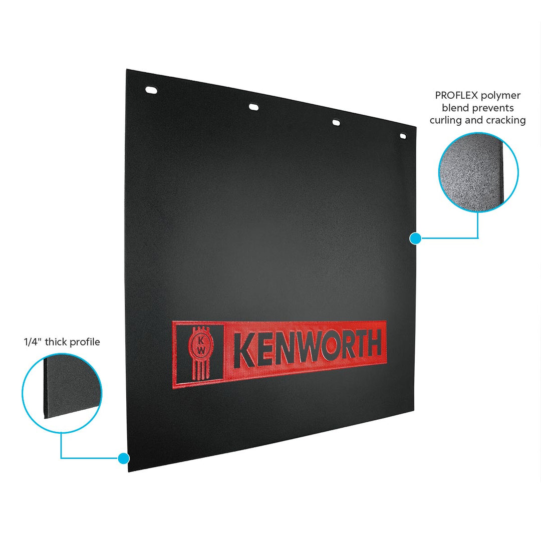 24" X 24" Black PROFLEX Mud Flap With Kenworth Logo
