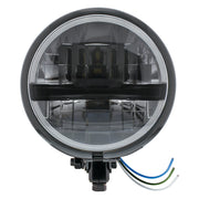 Black 5-3/4" Motorcycle Headlight 8 LED Blackout Bulb With Black Bar - Bottom Mount