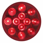 12 LED 4" Round Light Kit (Stop, Turn & Tail) - Red LED/Red Lens