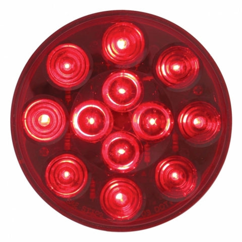 12 LED 4" Round Light Kit (Stop, Turn & Tail) - Red LED/Red Lens