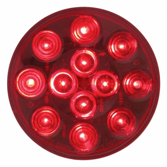 12 LED 4" Round Light Kit (Stop, Turn & Tail) - Red LED/Red Lens