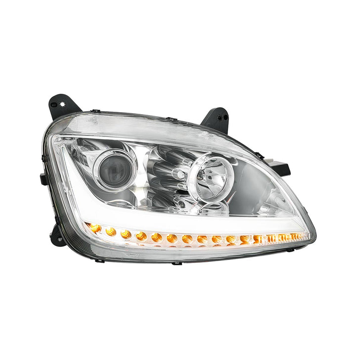 Chrome Projection Headlight With LED Position Light &amp; Sequential Signal For 2012-2021 Peterbilt 579- Passenger