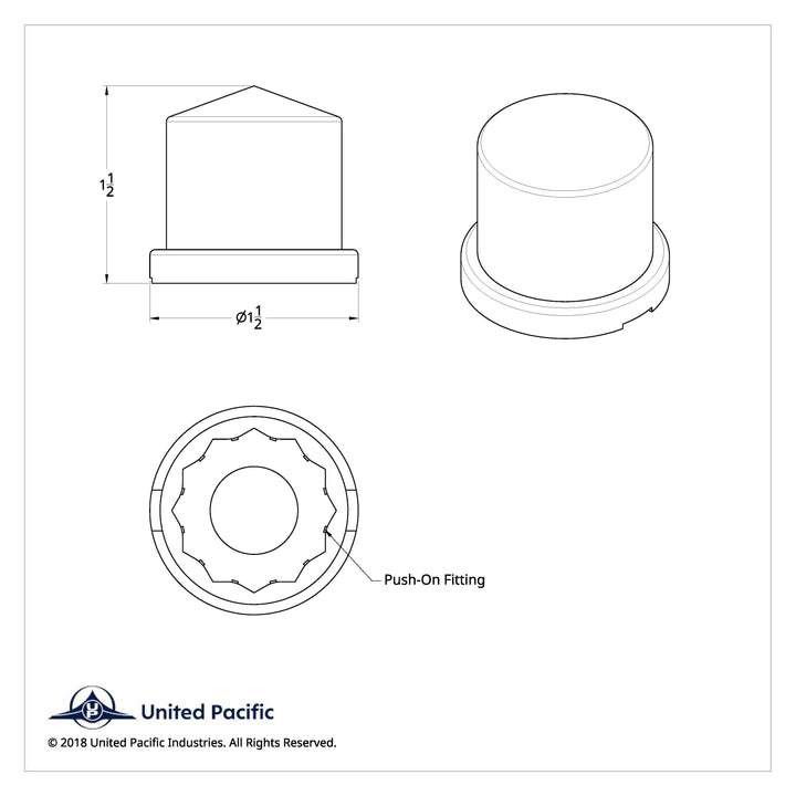 15/16" X 1-1/2" Chrome Plastic Pointed Nut Cover - Push-On