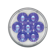 14 LED 4" Round Double Fury Light (Turn Signal) - Amber & Blue LED/Clear Lens