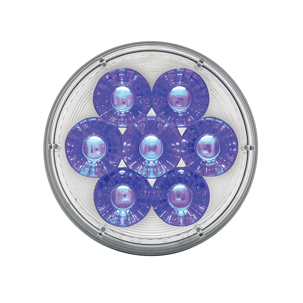 14 LED 4" Round Double Fury Light (Turn Signal) - Amber & Blue LED/Clear Lens