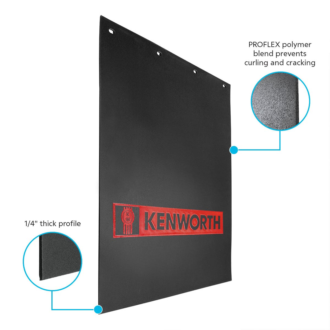 24" X 30" Black PROFLEX Mud Flap With Kenworth Logo