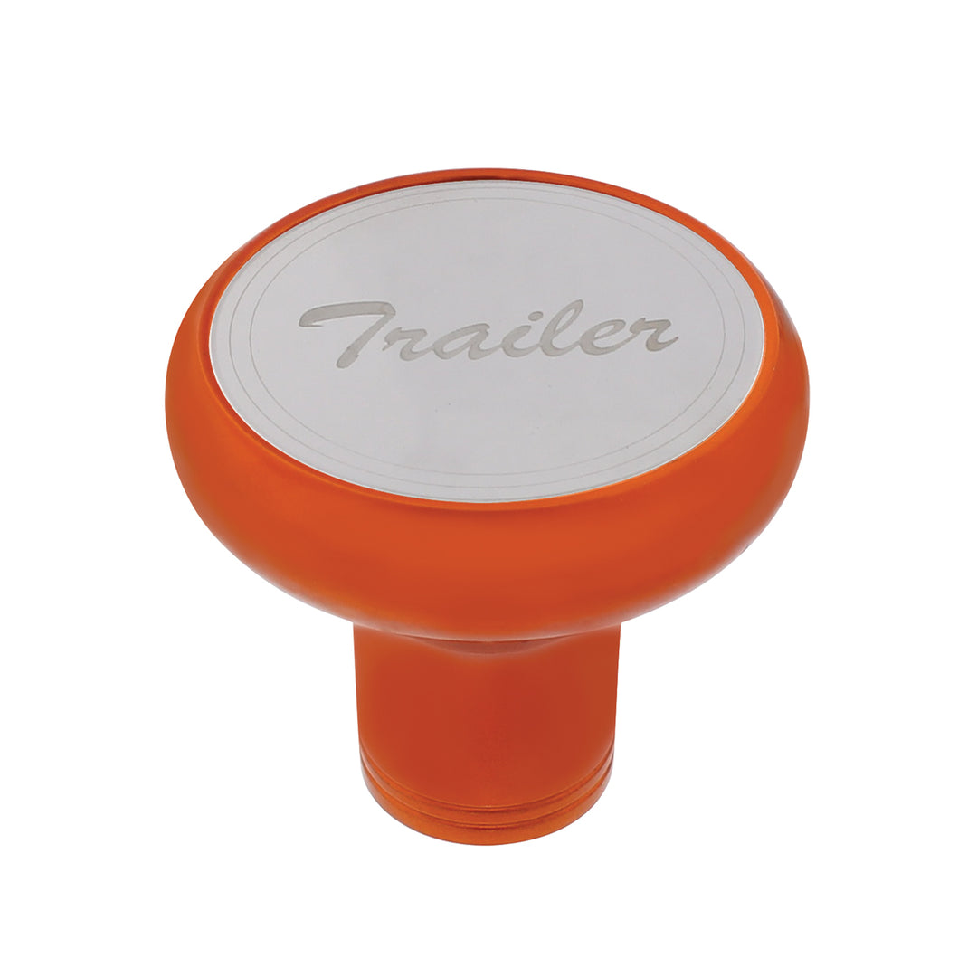 Deluxe Aluminum Screw-On Air Valve Knob With Stainless Trailer Plaque - Cadmium Orange