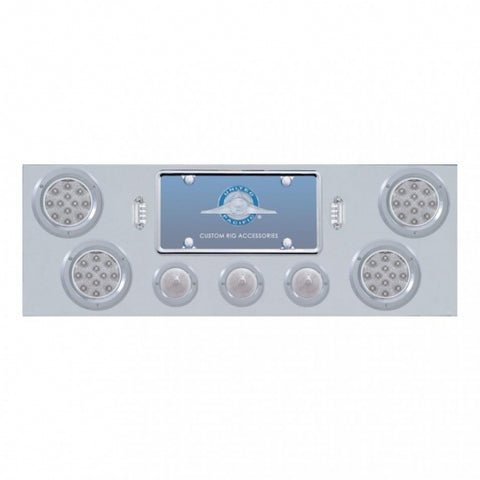 SS Rear Center Panel +4X LED 4" Refl. Light & 3X LED 2-1/2" Beehive Light & Bezel-Red LED/Clear Lens