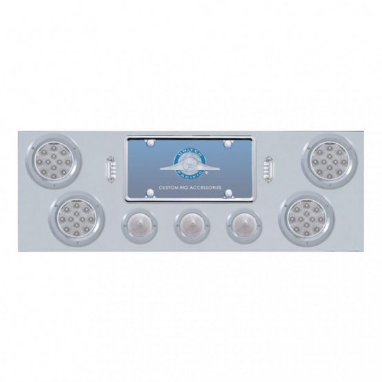 SS Rear Center Panel +4X LED 4" Refl. Light & 3X LED 2-1/2" Beehive Light & Bezel-Red LED/Clear Lens