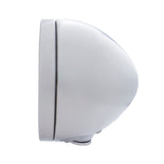Stainless Steel Bullet Classic Headlight H4 With 10 Amber LED & Dual Mode LED Signal - Clear Lens
