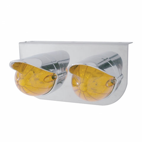 SS Light Bracket With 2X 19 LED Bullet Style Grakon 1000 Lights & Visors -Amber LED & Lens