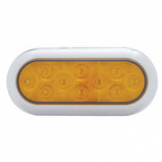 10 LED 6" Oval Flange Mount Turn Signal Light With Bezel - Amber LED/Amber Lens