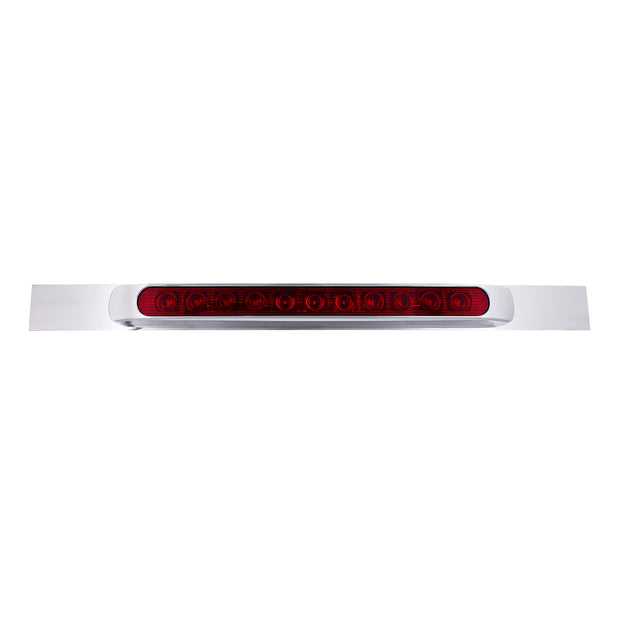 Chrome Top Mud Flap Plate With 11 LED 17" Light Bar & Bezel - Red LED/Red Lens (Each)