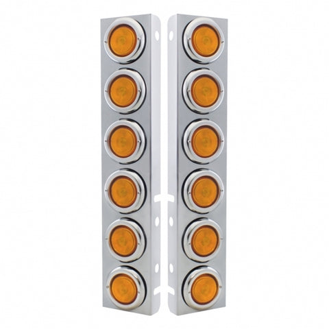 Peterbilt Front Air Cleaner Kit With Twelve 2" Incandescent Flat Lights & Bezel - Amber Lens (Pair)