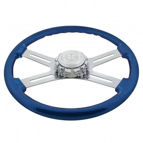 Chrome Die-Cast Skull Horn Button Bezel
