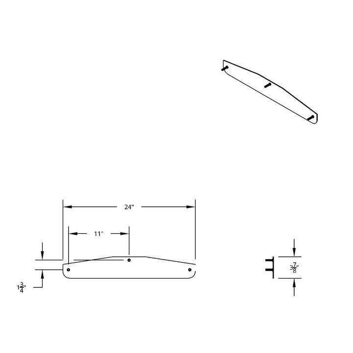 4" X 24" Chrome Freightshaker Bottom Mud Flap Plate - Welded Stud