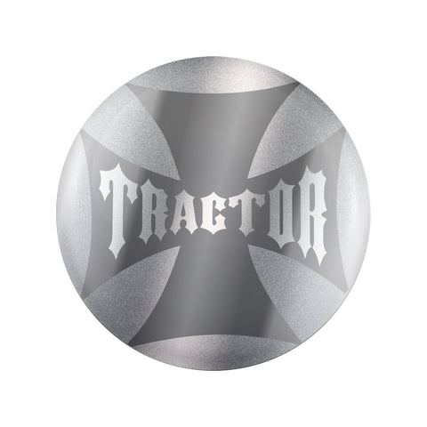 "Tractor" Maltese Cross Air Valve Knob Candy Color Sticker - Liquid Silver