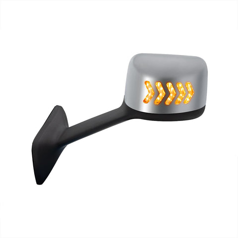 Chrome Plastic Hood Mirror Assembly With Sequential LED Turn Signals For 2018-2024 International LT-Driver