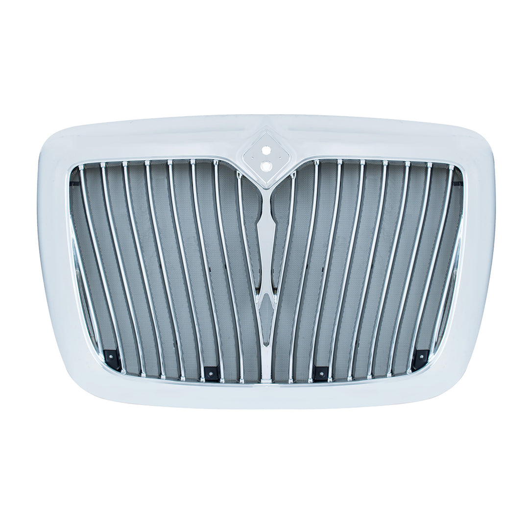 Chrome Grille With Curved Bars &amp; Bug Screen For 2006-2017 International Prostar