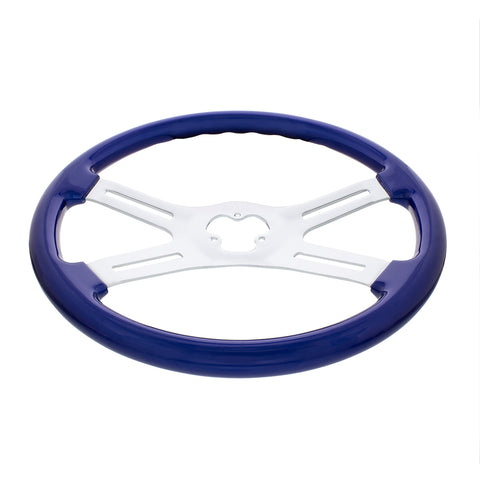 18" Vibrant Color 4 Spoke Steering Wheel - Indigo Blue