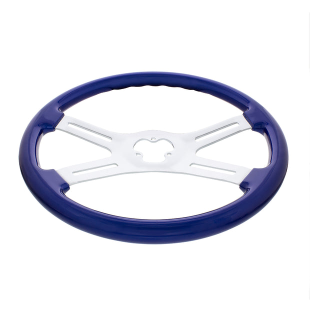 18" Vibrant Color 4 Spoke Steering Wheel - Indigo Blue