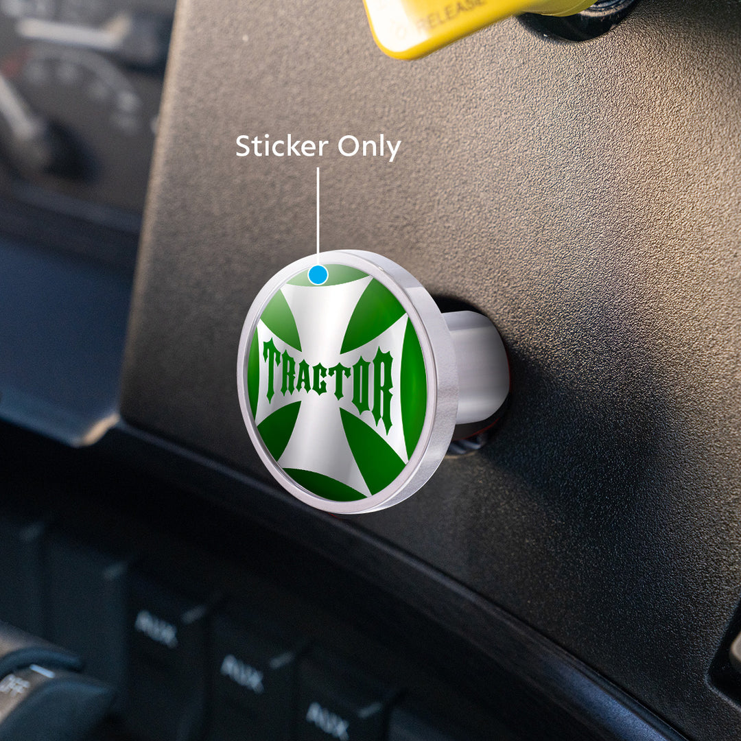 "Tractor" Maltese Cross Air Valve Knob Candy Color Sticker - Emerald Green