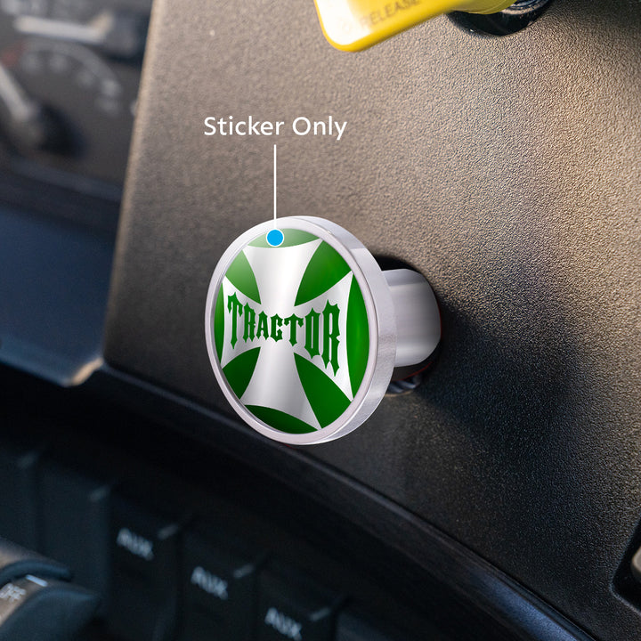 "Tractor" Maltese Cross Air Valve Knob Candy Color Sticker - Emerald Green