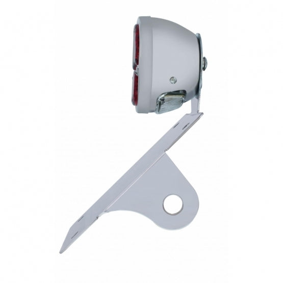 Chrome Vertical Side Mount License Bracket For Motorcycle With 1928 "LED DUO Lamp" Tail Light