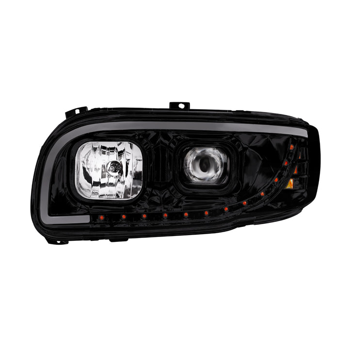 Blackout Projection Headlight With LED Turn Signal &amp; Light Bar For 2008-2024 Peterbilt 389-Driver