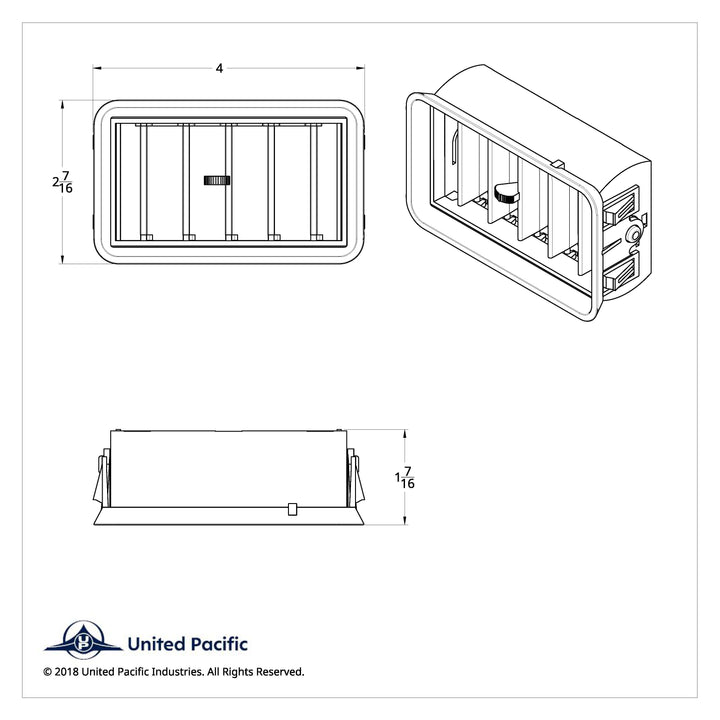Chrome Plastic A/C Vent For 1989-2010 Freightliner FLD/Classic - Center Dash