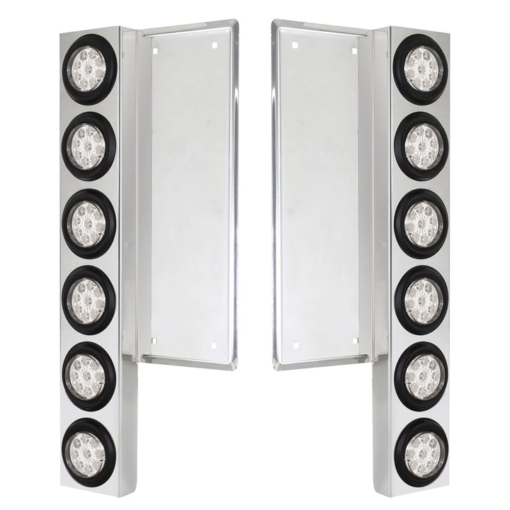 FL SS Front Air Cleaner Bracket With 12X 9 LED 2" Reflector Lights -Amber LED/Clear Lens
