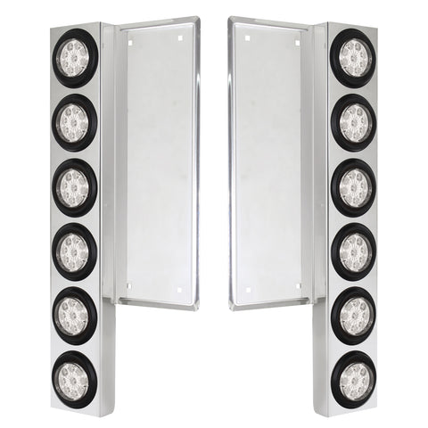FL SS Front Air Cleaner Bracket With 12X 9 LED 2" Reflector Lights -Amber LED/Clear Lens