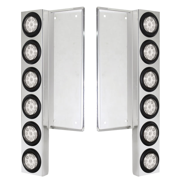 FL SS Front Air Cleaner Bracket With 12X 9 LED 2" Reflector Lights -Amber LED/Clear Lens
