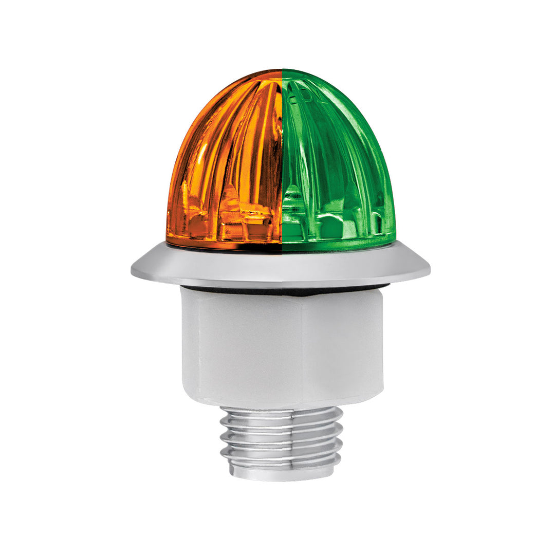 4 LED 3/4" Mini Watermelon Double Fury Light With Clear Lens (Clearance/Marker) - Amber &amp; Green LED