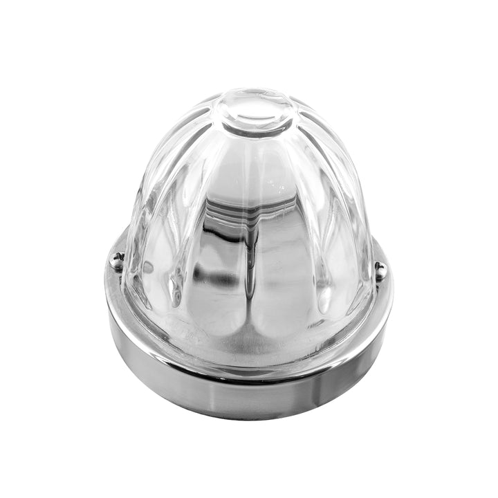 Dual Function Clear Glass Watermelon Flush Mount Kit With LED Bulb - Red