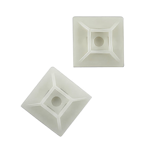 1" Natural Nylon Adhesive Wire Tie Mount 50 Lbs Ties (10-Pack)