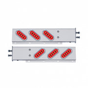 2-1/2" Bolt Pattern SS Spring Loaded Bar With 6X 22 Red LED 6" Oval GloLight & Visor -Clear Lens (Pair)