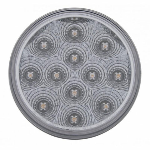Stainless 1 Piece Rear Light Bar With 6X 12 LED 4" Reflector Lights & Bezels - Red LED/Clear Lens