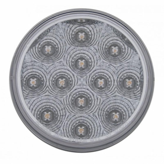 Stainless 1 Piece Rear Light Bar With 6X 12 LED 4" Reflector Lights & Bezels - Red LED/Clear Lens