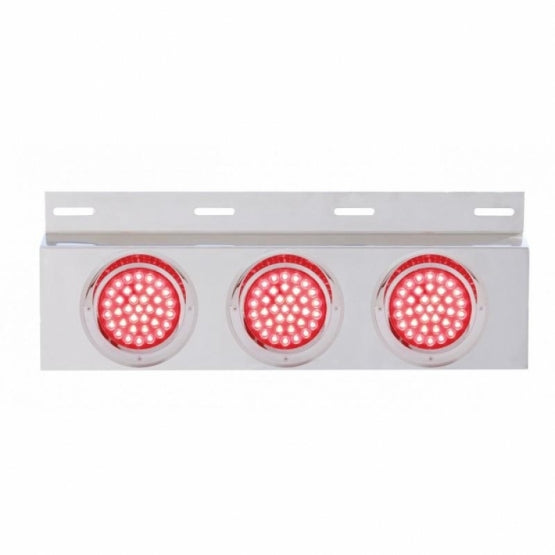 Stainless Top Mud Flap Plate With 3X 36 LED 4" Lights &amp; Visors - Red LED/Red Lens (Each)