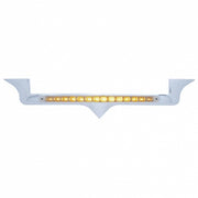Chrome Hood Emblem Trim With 14 LED Light Bar For Kenworth - Amber LED/Clear Lens