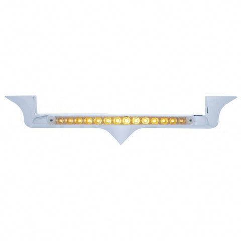 Chrome Hood Emblem Trim With 14 LED Light Bar For Kenworth - Amber LED/Clear Lens