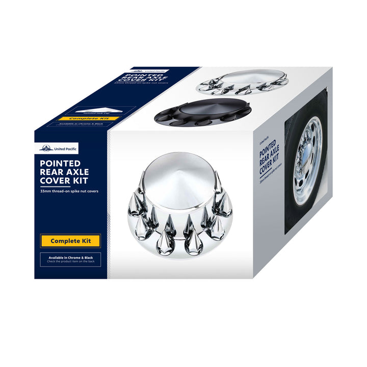 Pointed Rear Axle Cover With 33mm Spike Thread-On Nut Covers - Chrome